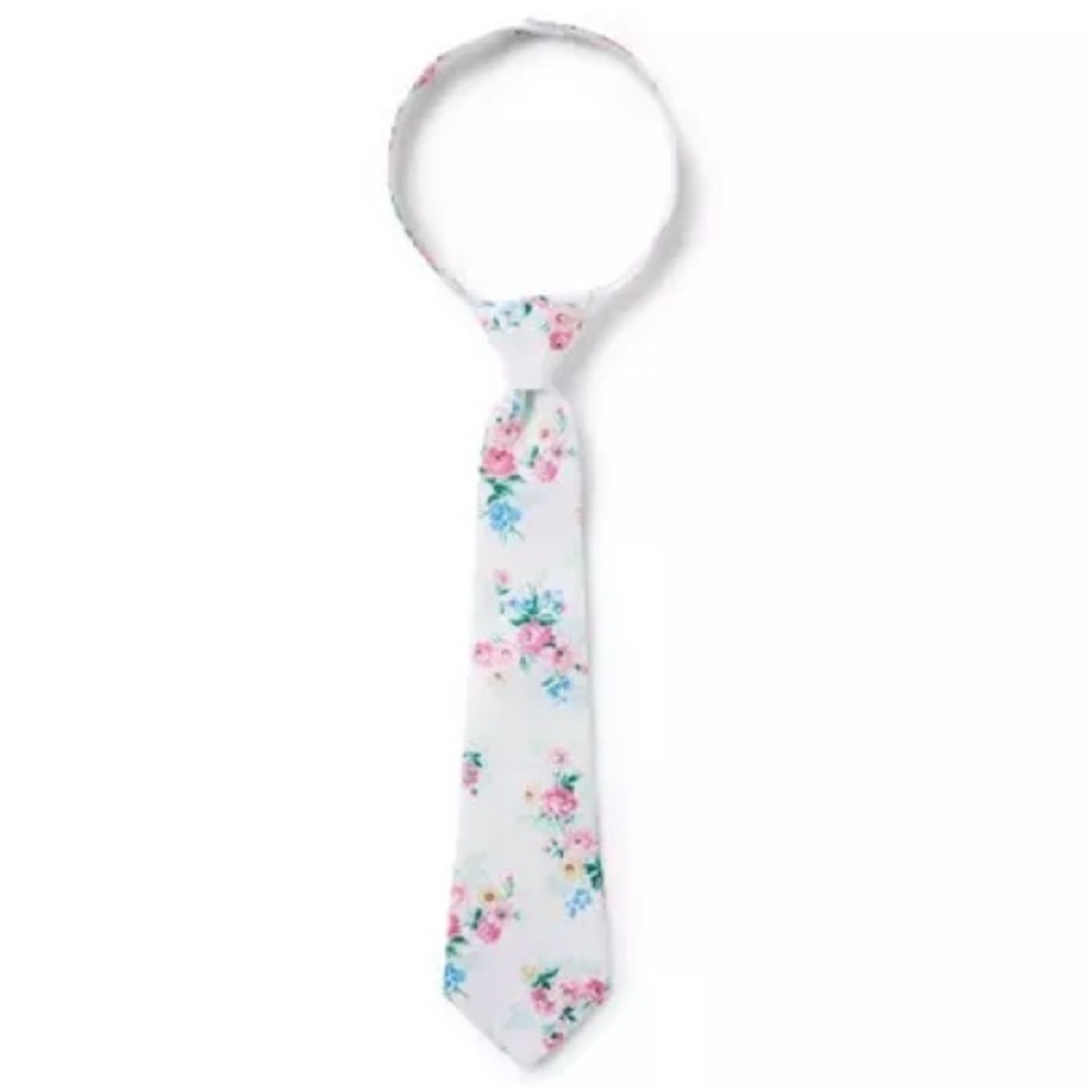 NWT Jack and Janie boys Velcro white floral tie 2t - 5